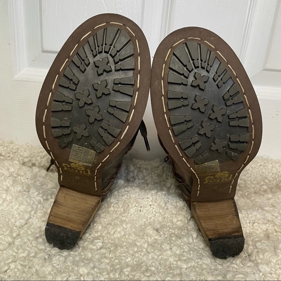 FEUD Britannia EUC Brown Leather Lace Up Heeled Boots 6 - Picture 7 of 9